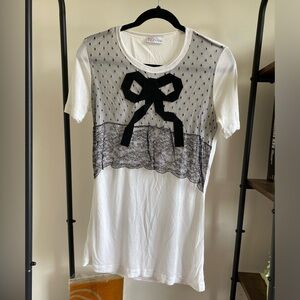 RED VALENTINO shirt with lace and ribbon details